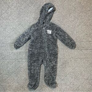 NFL NY Giants Infant Game Fleece Full-Zip Sleeper 6-9 Months Gray Baby Warm